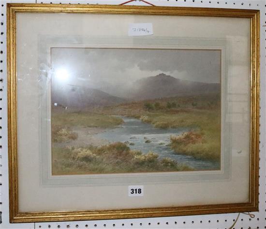 Charles Brittan watercolour of  Dartmoor, horse painting, 2 prints & 3 w/colour landscapes(-)